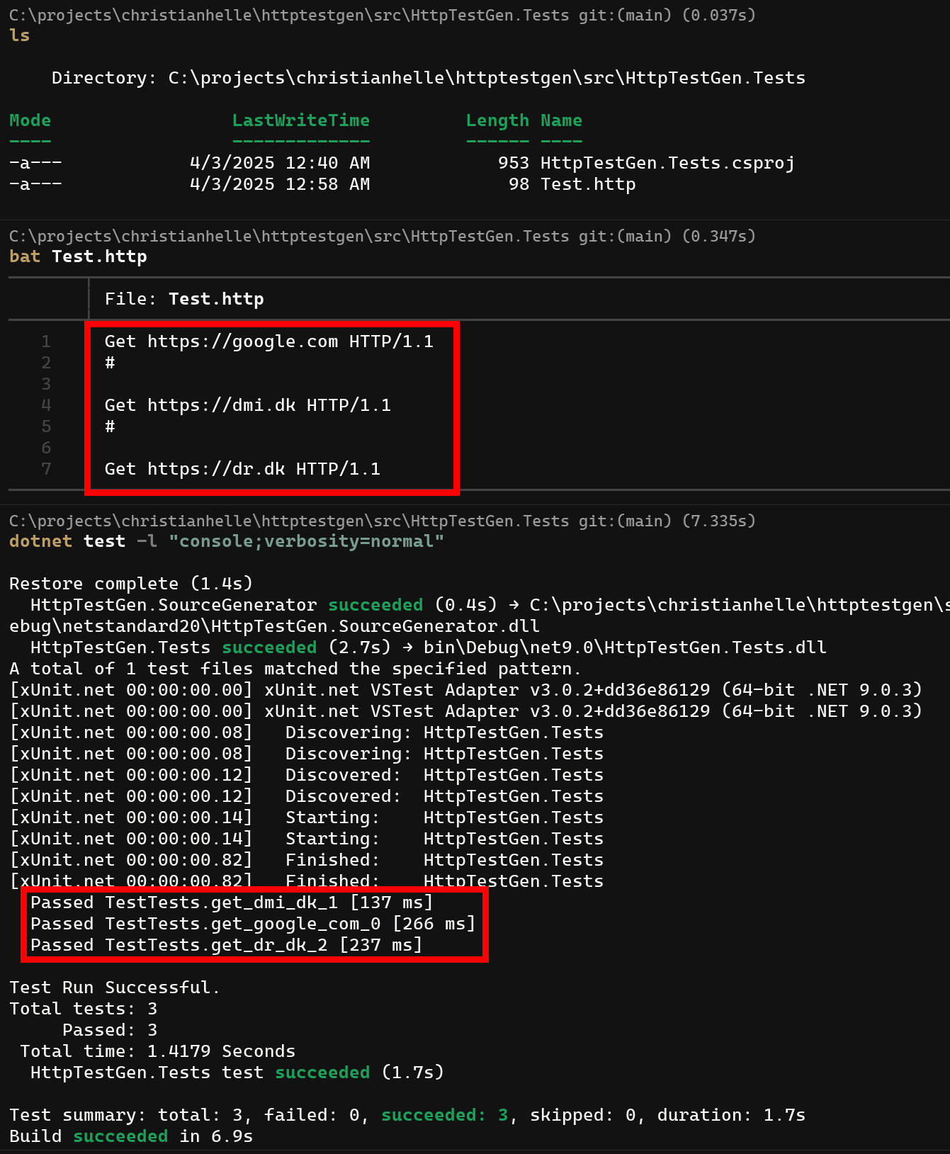 Running Tests in Terminal